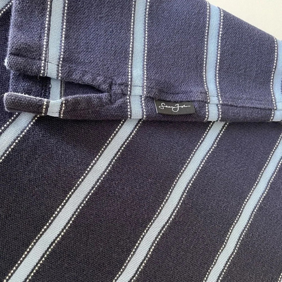 Sean John Mens Vintage Y2K Polo Shirt XL Dark Blue Lt Blue Stripe Hip Hop Golf - Picture 6 of 10